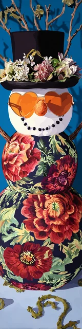 Free printable Christmas bookmarks of a snowman in orange tones